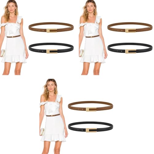 PALAY® 2Pcs Women Belts For Jeans Dresses Pants Ladies Leather Waist Belt with Gold Buckle X3 PALAY® 2Pcs Women Belts For Jeans Dresses Pants Ladies Leather Waist Belt with Gold Buckle X3